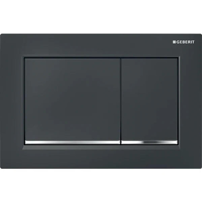 Geberit Flush Plate Omega30 For Dual Flush - Black/Gloss Chrome Plated  Junction 2 Interiors Bathrooms