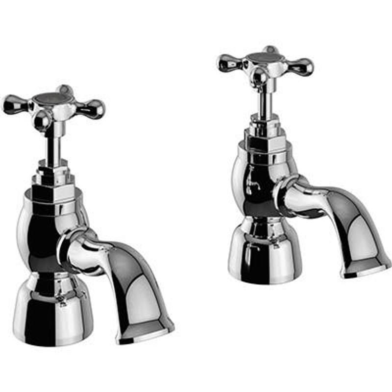  Heritage Trinity Bath Pillar Taps Chrome 