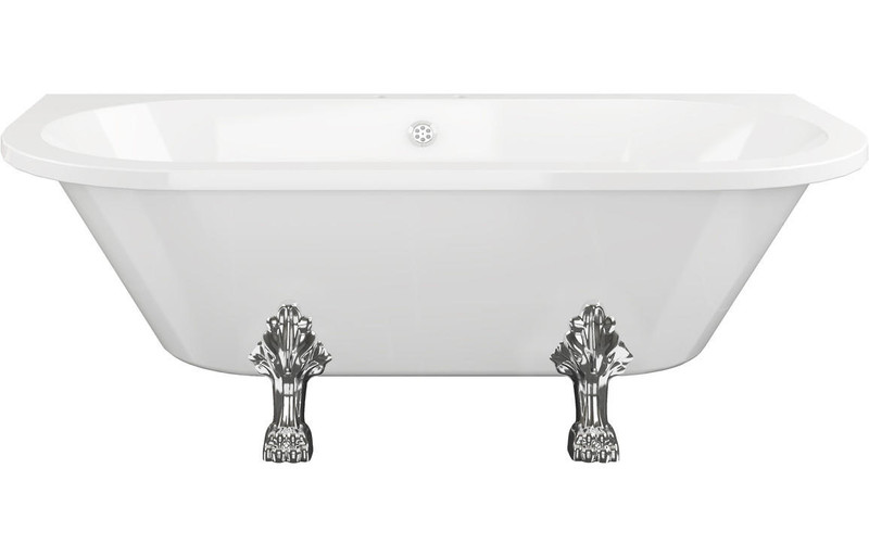 Enchante Freestanding Back To Wall  Bath 1700x800x600mm 2 Tap Holes with feet - White  Junction 2 Interiors Bathrooms