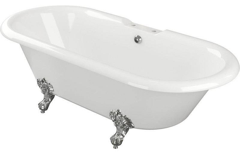 BeLeft Handedurst Freestanding  Bath 1690x740x620mm 2 Tap Holes with feet - White  Junction 2 Interiors Bathrooms