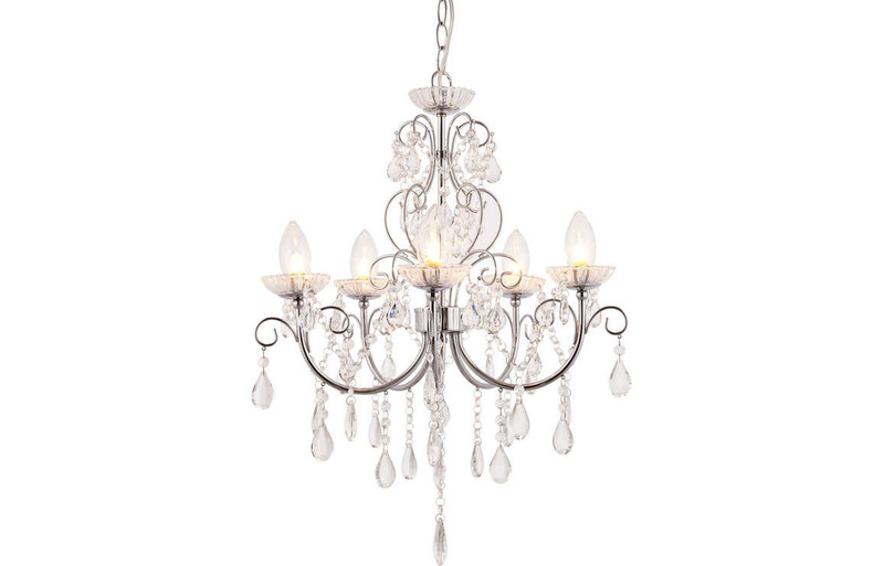 Calabria 5 Arm Chandelier Ceiling Light - Chrome  Junction 2 Interiors Bathrooms