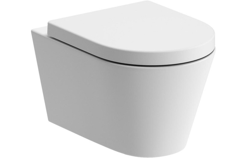 Bronte Rimless Wall Hung WC Toilet & Soft Close Seat  Junction 2 Interiors Bathrooms