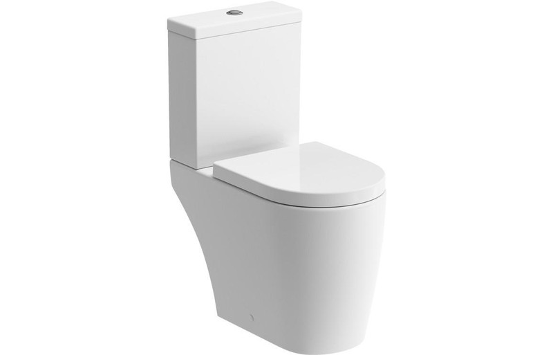 Bronte Rimless Close Coupled Open Back WC Toilet & Soft Close Seat  Junction 2 Interiors Bathrooms