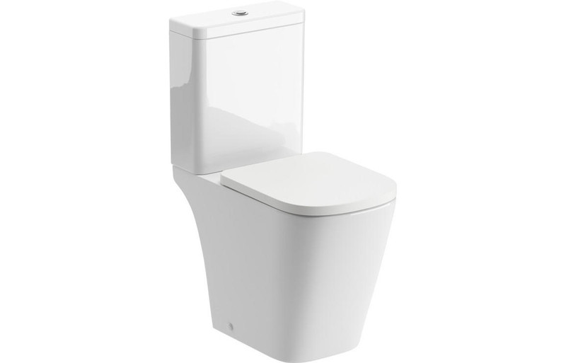 Skadar Rimless Close Coupled Open Back Comfort Height WC Toilet & Soft Close Seat  Junction 2 Interiors Bathrooms