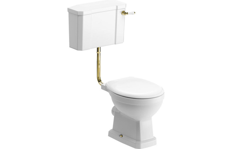 Piva Low Level WC Toilet w/Brushed Brass Finish & Soft Close Seat  Junction 2 Interiors Bathrooms