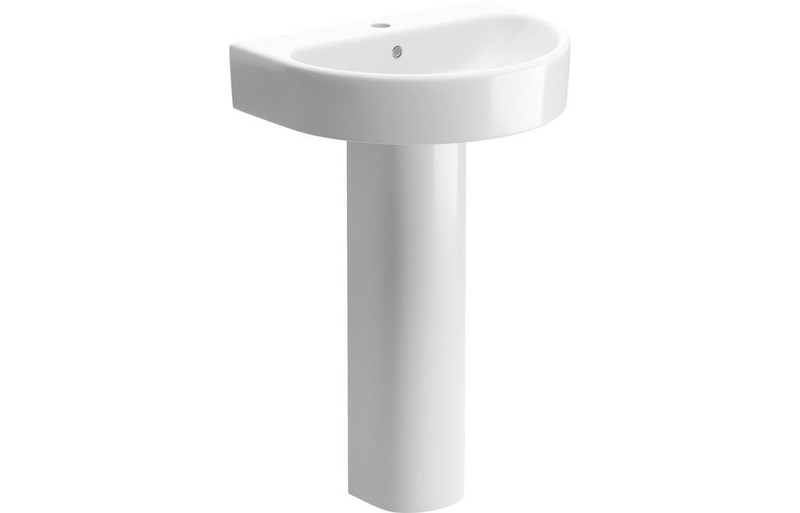 Scilla 555x430mm 1 Tap Hole Basin & Full Pedestal  Junction 2 Interiors Bathrooms