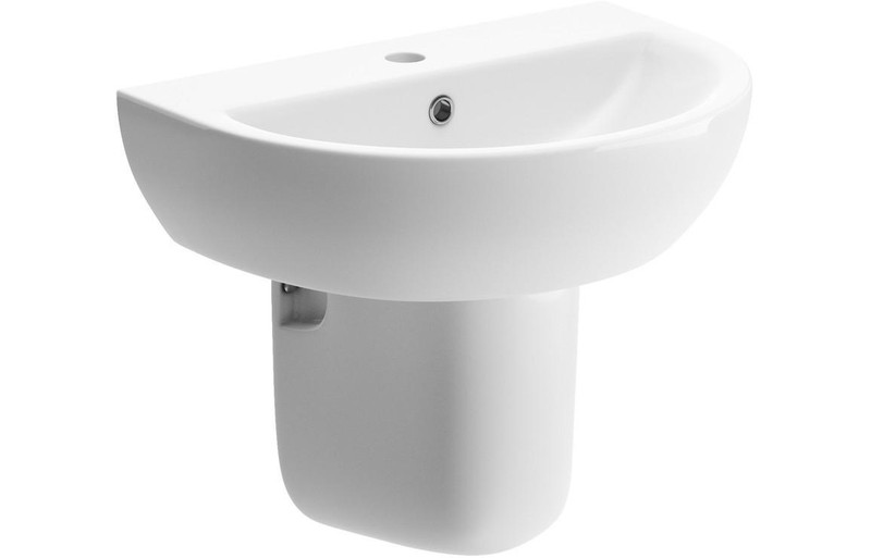 Positano 550x400mm 1 Tap Hole Basin & Semi Pedestal  Junction 2 Interiors Bathrooms