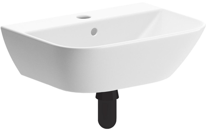 Sylva 450x320mm 1 Tap Hole Cloakroom Basin & Black Bottle Trap  Junction 2 Interiors Bathrooms