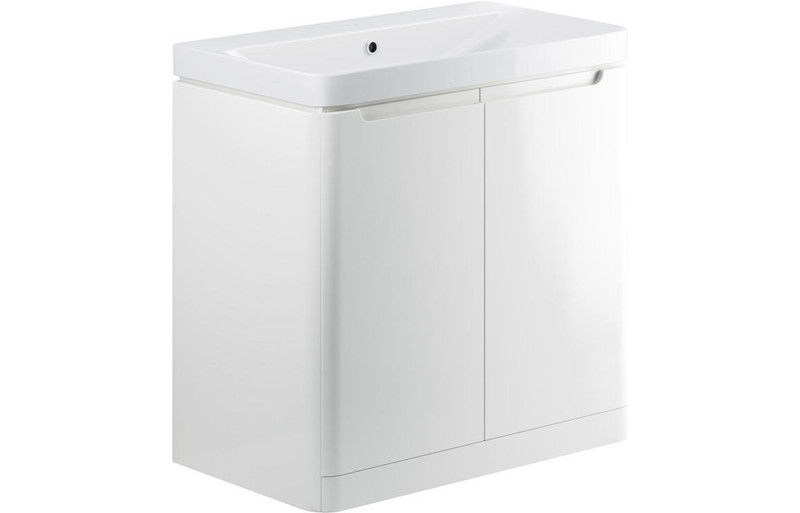 Machu 800mm 2 Door Floor Standing Bathroom Vanity Basin Unit - White Gloss  Junction 2 Interiors Bathrooms