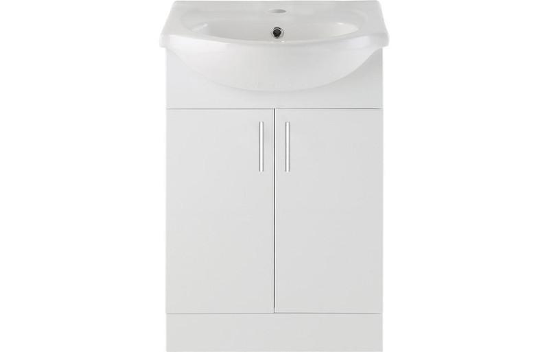 Valdivian 560mm Bathroom Vanity Basin Unit & Basin - White Gloss  Junction 2 Interiors Bathrooms