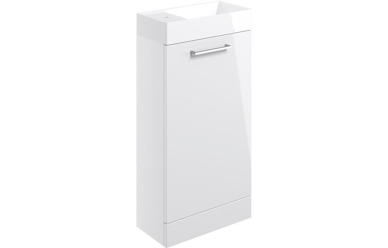 Rochford 410mm Floor Standing 1 Door Bathroom Vanity Basin Unit & Basin - White Gloss  Junction 2 Interiors Bathrooms