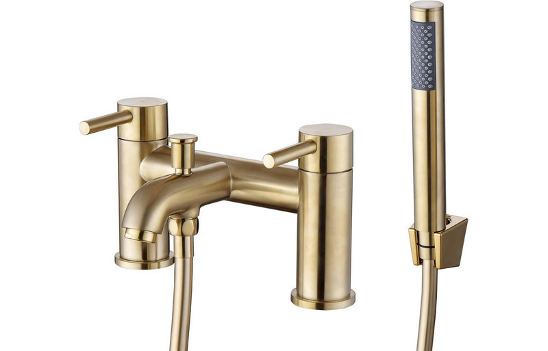 J2 Bathrooms Kuang Bath Shower Mixer & Bracket - Brushed Brass JTWO105804 