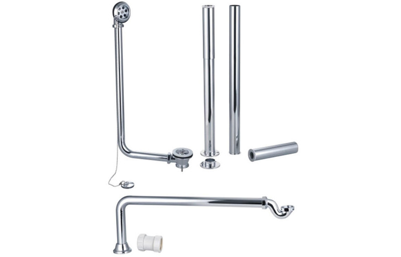 J2 Bathrooms Exposed Bath Plug & Chain Waste With Pipe Shrouds - Chrome JTWO4153 