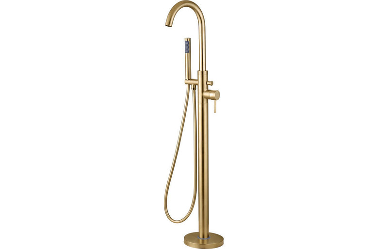 J2 Bathrooms Kuang Floor Standing Bath Shower Mixer - Brushed Brass JTWO105805 