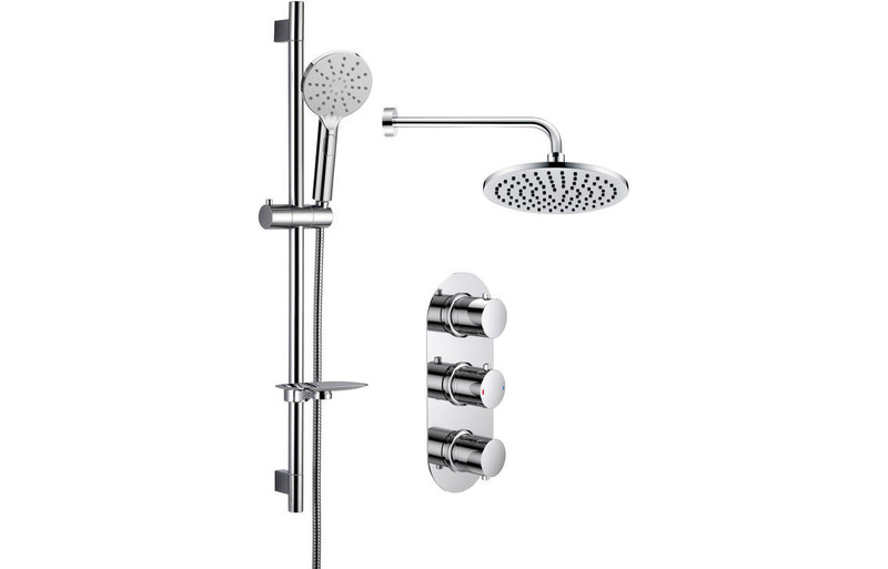 J2 Bathrooms Ara Shower Pack Four - Two Outlet Triple Shower Valve with riser & Overhead Kit JTWO105680 