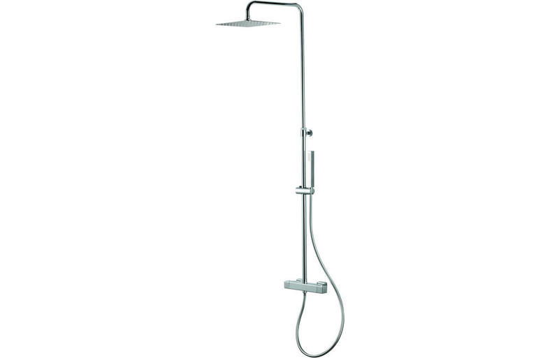  Vema Thermostatic Exposed Shower Square Bar Valve with Fixed Head & Riser - Chrome DICM0466_J2 