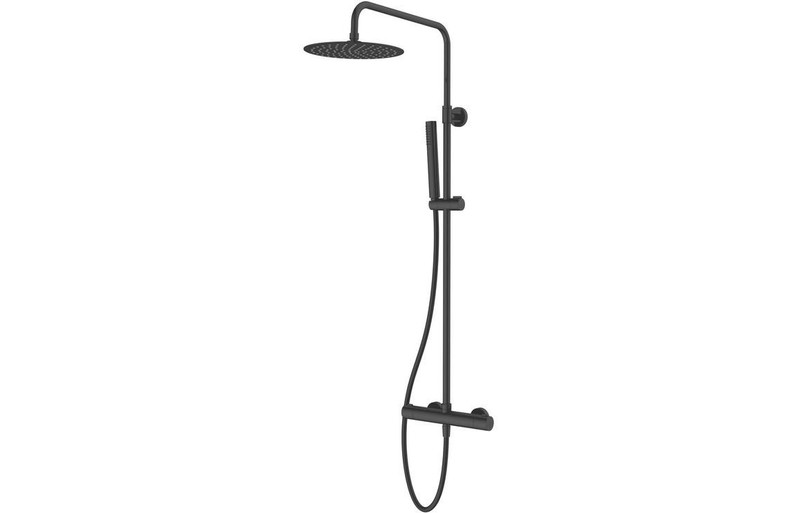  Vema Thermostatic Exposed Shower Shower Column with Fixed Head & Riser - Matt Black DICM0518_J2 