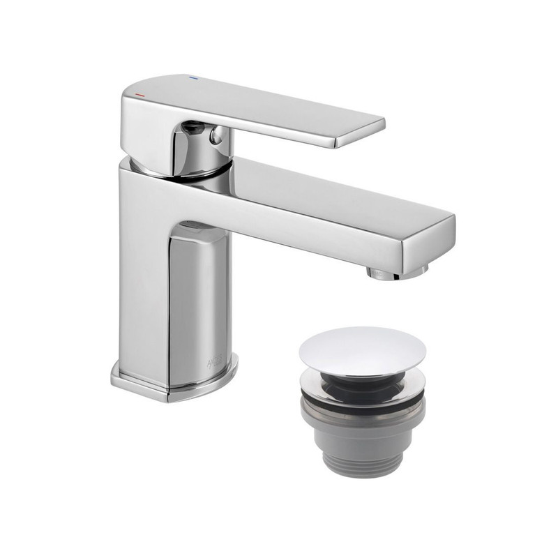  VADO Ekko Mini Mono Basin Mixer + Push Basin Waste AX-EKO-100M/CC-CP 