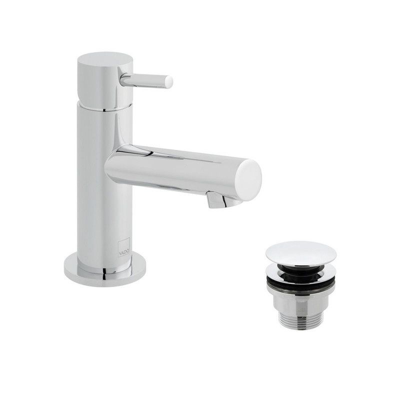  VADO Zoo Mini Mono Basin Mixer Single Lever Smooth Bodied with Universal Basin Waste ZOO-100M/CC-C/P 