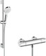 hansgrohe Crometta Shower system 100 Vario with Ecostat 1001 CL thermostatic mixer and shower rail 65 cm  Junction 2 Interiors Bathrooms