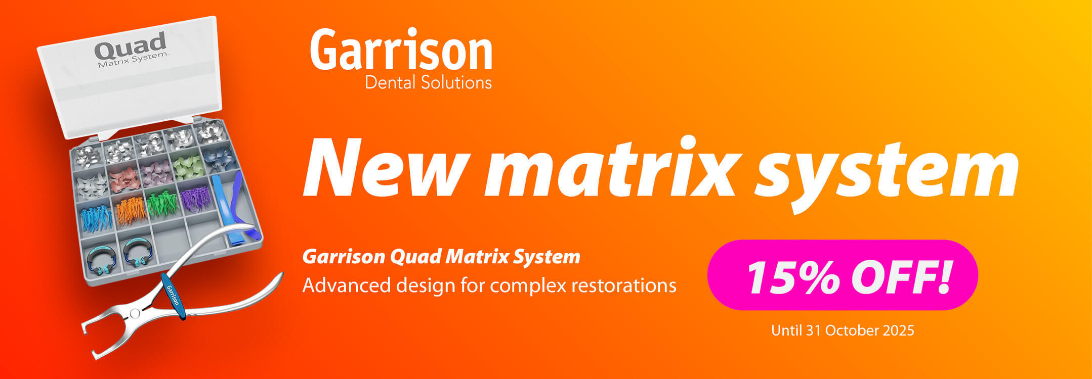 Garrison Quad matrix system on sale with 15 percent off