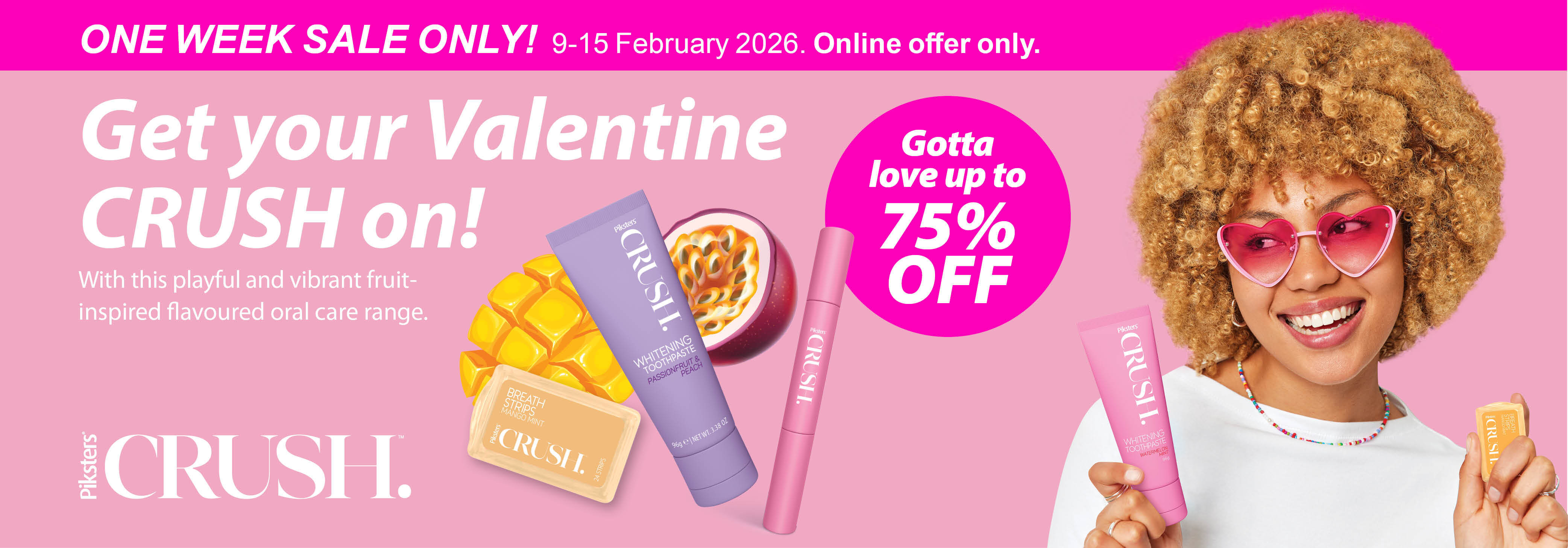 Crush sale on entire range up to 75% off