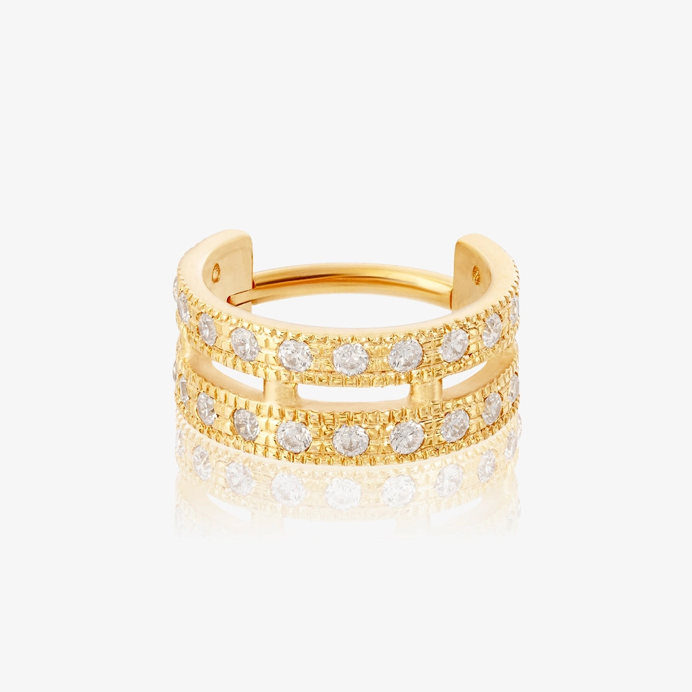 Auris 14K W Cassiopea Beta Clicker Ring Cuff 16ga 10mm WCZ