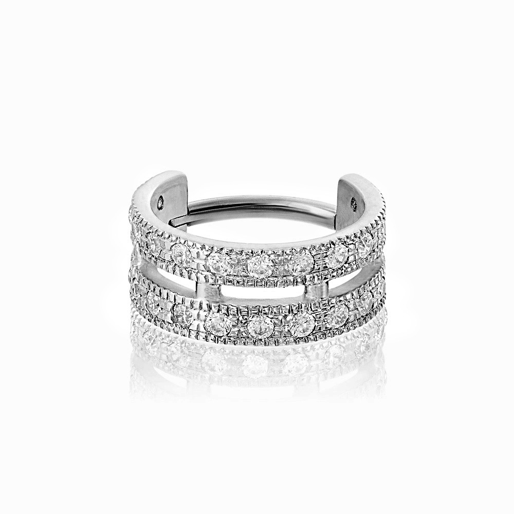 Auris 14K W Cassiopea Beta Clicker Ring Cuff 16ga 10mm WCZ