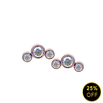 18K R Triple Curved Cluster 16ga 2/2.5/2 au/au/au