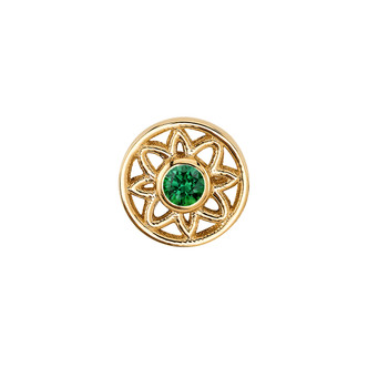 14k Yellow Gold with Emerald Green Diamond