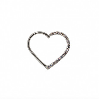 14K Y Cersei Jeweled Heart Seam Ring 1/2'' 18ga Left CZ