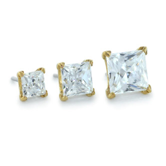 NeoMetal 18K Princess Cut Gem End (threadless)