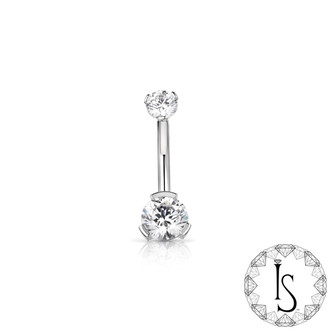 TI 6mm 3 Prong Double Jewelled Curved Bar 14ga TI 6mm 3 Prong Double Jewelled Curved Bar 14ga