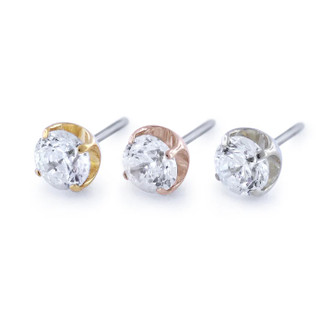 18k W Prong Set Gem End (threadless) 5mm CZ