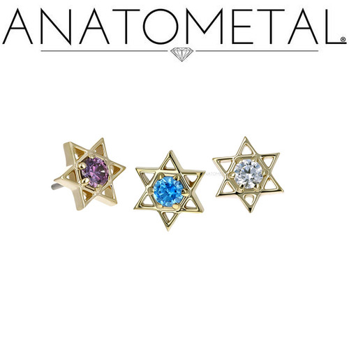 18K Y Star of David 16ga CZ