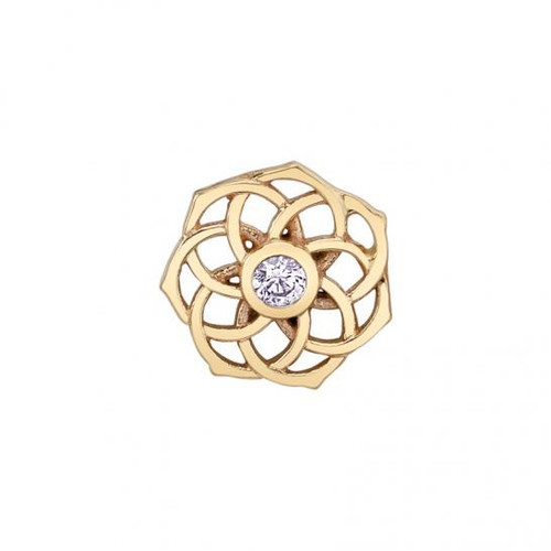 14K R Shandra Filigree Flower 16ga 6mm 1.5mm CZ