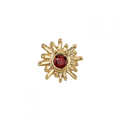 14K Y Sunray (threadless) 4mm Diamond Deluxe Red