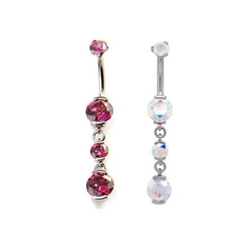 TI 6mm Jewelled Curve w/4/6mm Dangle 14ga