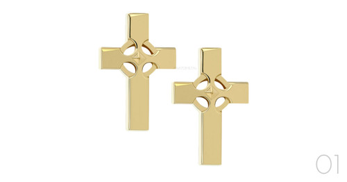 18K Y Celtic Cross (threadless)
