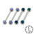 TI S.S. Jewelled Barbell 4mm (pair) Opal 12ga 3/8'' White Opal