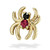 14K Y Venomous Spider 16ga Garnet/Black CZ