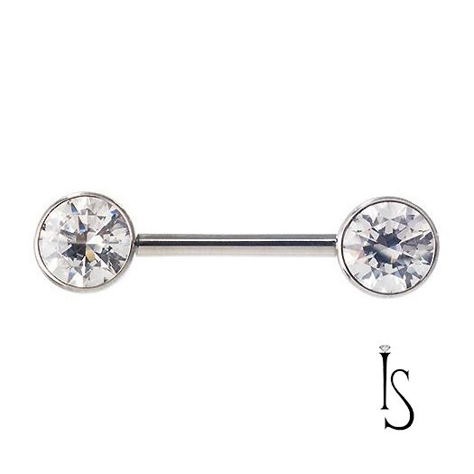 TI S.S. Jewelled Barbell 6mm (pair) 12ga 7/8'' WCZ