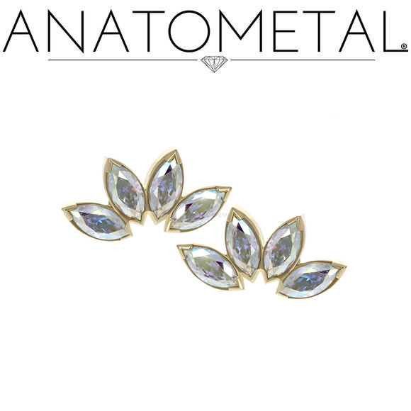 18K W Marquise Fan 2x4 End (4 stone) 16ga AU