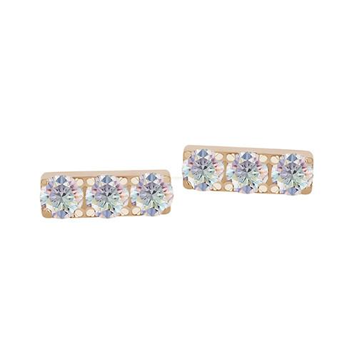 18K R 3 Stone Gem Bar 16ga AU