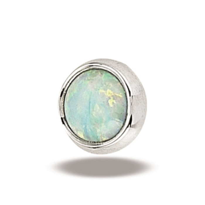 14K W Super Flat Cab 16ga 3mm #17 White Opal