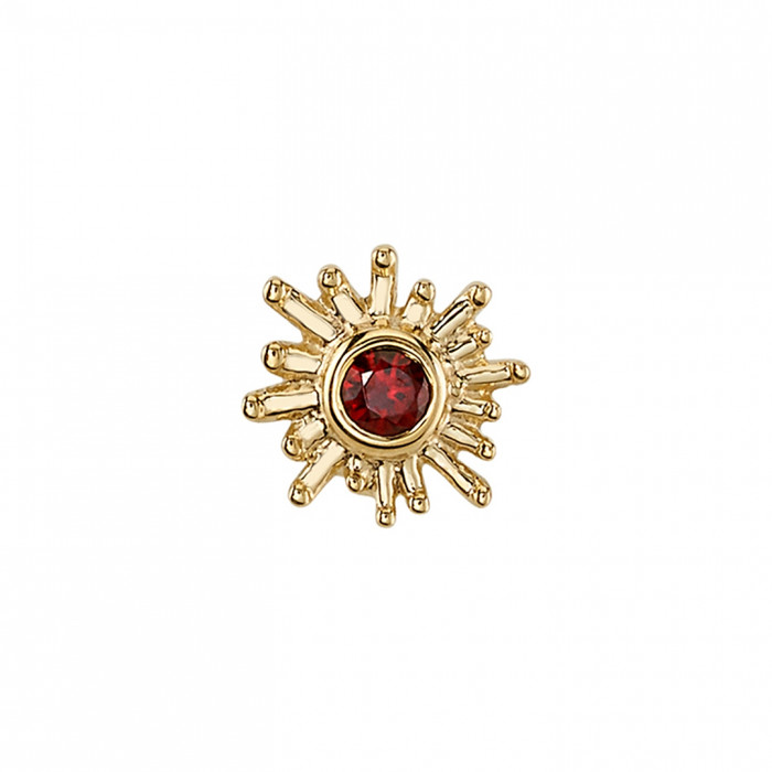 14K Y Sunray (threadless) 4mm Diamond Deluxe Red