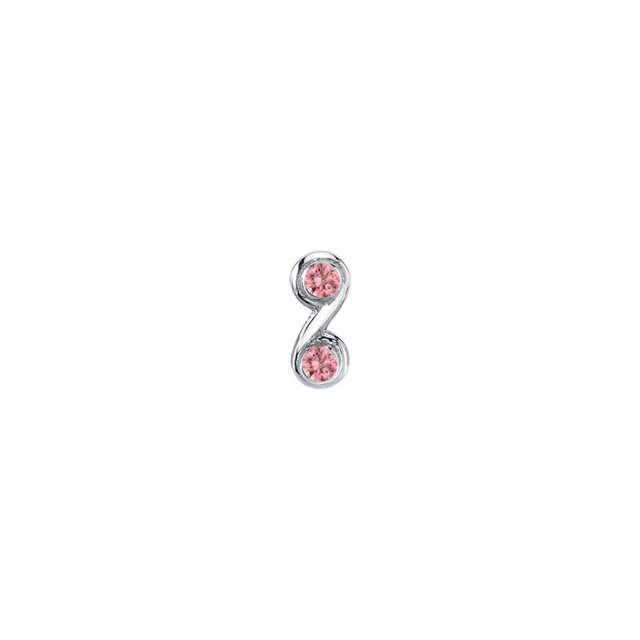 14K W Tiny Double Gem Swirl 16ga 1.25mm Lt Pink Sapphire