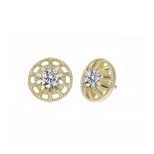 18K Y Mia Gem End 5mm (threadless) 2mm Diamond