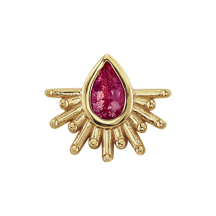 14K Y Borderline 7x6 16ga Rhodolite
