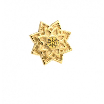 14K Y Sol Flower (threadless) 1.5mm Yellow Sapphire